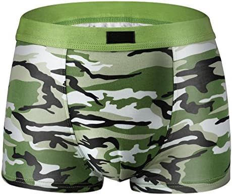 Qilaizhongda Men's Camouflage Military Underpants Underwear Stretch U Bulge Pouch Boxer Briefs (XL,Green 1)