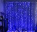 304 LED Window Curtain String Light, 9.8ft x 9.8ft, 8 Modes Setting for Wedding Christmas Girls Bedroom Outdoor Indoor Wall Decoration Party Home Garden (Blue)