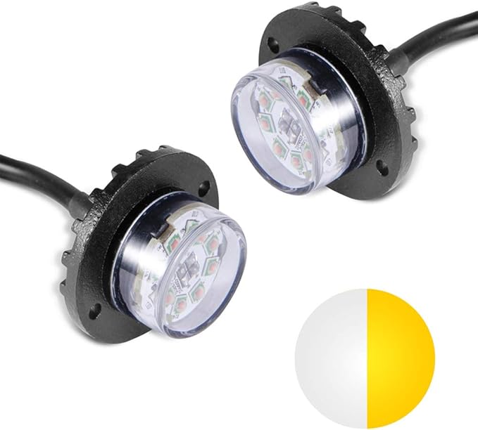 (Amber/White) 2PACK 8 LED Emergency Hideaway Surface Mount Strobe