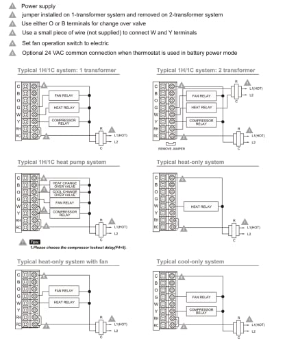 Programmable Thermostat LCD Display Heat & Cooling Temperature Control - Easy to Install for Central air Conditioner-1 Heat/1 Cool