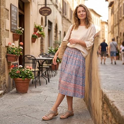 Littleplum Women's Flowers Arch Support Sandals Summer Fashion Non-Slip Beach Comfort Walking Bohemian Flat Sandals