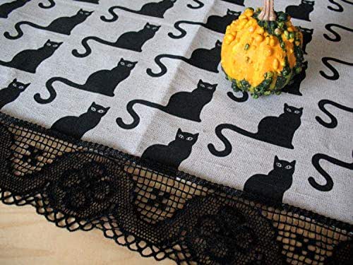 Amazon com Linen Tablecloth Burlap Halloween Cat Black Amazon com Linen Tablecloth Burlap Halloween Cat Black