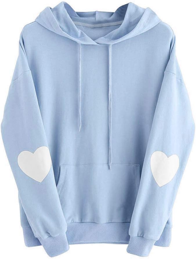 Womens Long Sleeve Heart Hoodie Sweatshirt Jumper Hooded Pullover Tops Blouse Polyester Shirts for Women Camouflage Shirts for Women