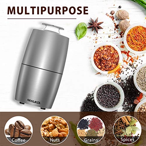 Edelstahl Kaffeemühle Elektrische Gewürzmühle 200W tragbare Kaffee und Gewürz Mühle mit Edelstahlklingen, 50dB… – Bild 5