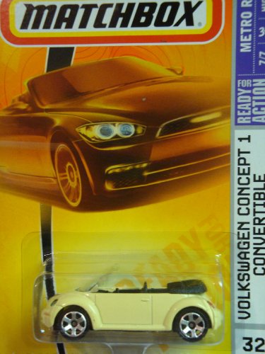 Matchbox Metro Rides Series #32 Vw Concept 1 Convertible Cream Color Detailed Diecast Scale 1/64 Collector