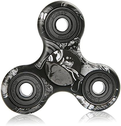LISTAR Tri Fidget Hand Spinner, Camouflage 2 Side Clear Printed, Gift for Birthday Party, EDC Focus Toy for Kids &amp; Adults (Black Knight)