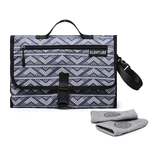 ELENTURE Diaper Changing Pad, Baby Infant Portable Travel Changing Station Mat Bag with Kneecap (Gray/White Dot)