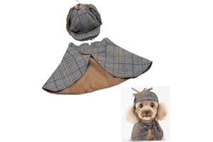 Quhoxdye Dog Costume-Cute Detective Pet Clothes Set Halloween Cosplay Party Outfit Winter Fashion Cape Cloak Hat for Small Me