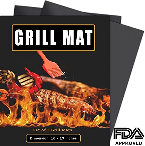 Dikaly BBQ Grill Mat Set of 3, Non-Stick BBQ Grill &amp; Baking Mats &amp; Oven Liner, Gas or Electric Grills - Easy to Clean