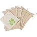 Green Home Habits Reusable Produce Bags - Organic Cotton Mesh - 5 Pack - Large Size for Grocery Shopping - With Convenient Muslin Carry Bag