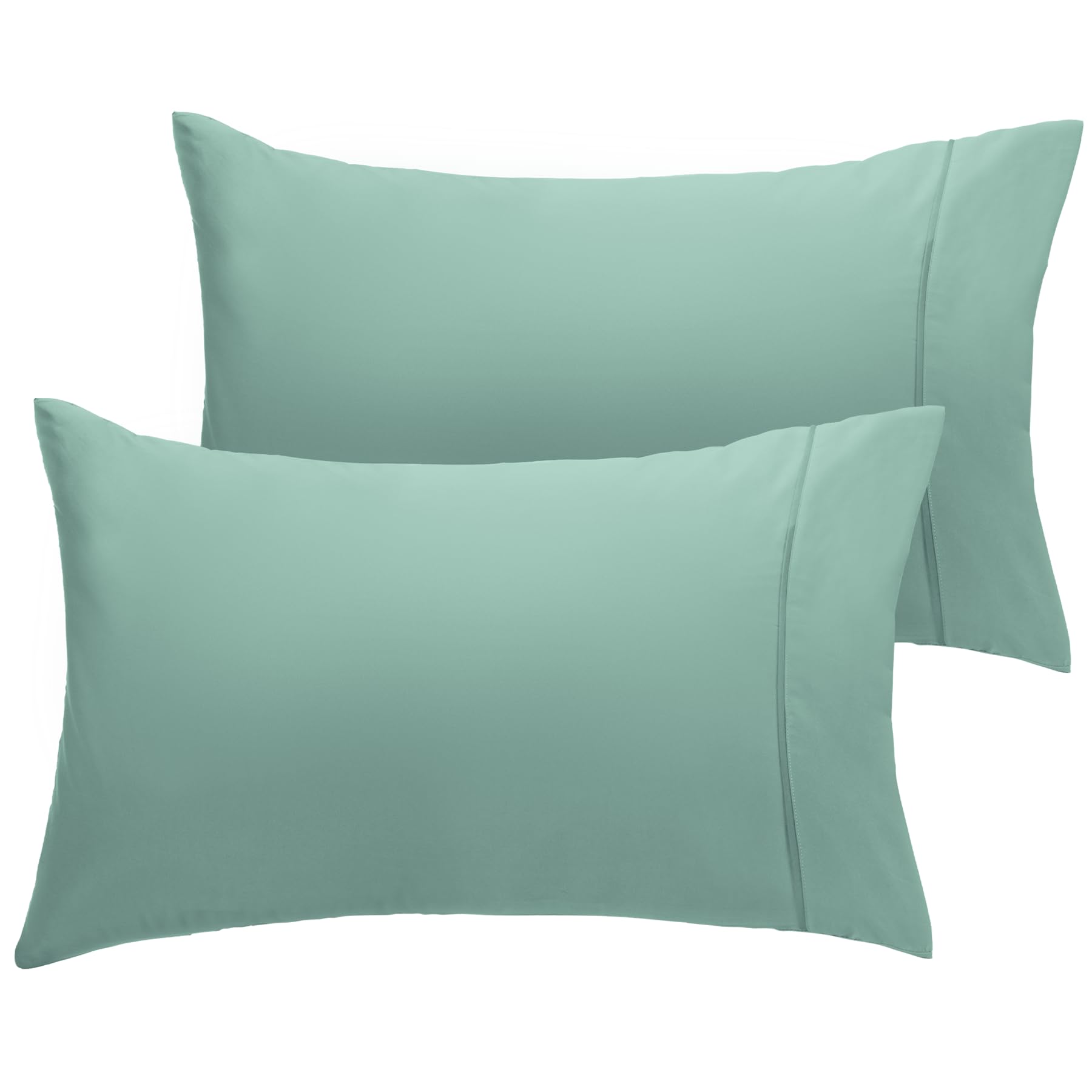 LuxClub Collection Pillowcases 2 Pack - Eco Friendly Wrinkle Free Cooling Pillow Cases with Satin Trim - Machine Washable Hotel Bedding Silky Soft - Light Teal Standard/Queen