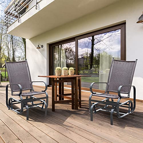 PatioPost Wicker Outdoor Glider Chair Porch Glider Patio Swing Rocking