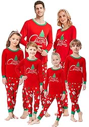 Matching Family Pajamas Xmas Red Tree Pjs Cotton