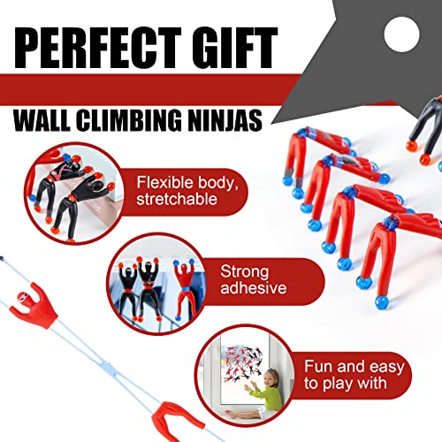 3 otters 42PCS Ninja Wall Climbers, Ninja Toys with DIY Costume Stickers Stretchy Wall Climbers Window Crawler Sticky Toy for Kids Birthday Gift Party Favor Goodie Bag Fillers