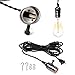 Light Socket with Cord, 15ft/4.5m Hanging Light Cord with E26 E27 Socket, UL Listed, On/Off Button - Hooks - 2-Prong AC Power Plugs, Sturdy Extension Hanging Lamp Cord Cable