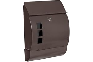 xhlokk Wall Mount Mailboxes, Locking Mail Boxes for House Wall Mount, Galvanized Steel Modern Metal Mailbox, Large Capacity Mailboxes for Outside, Dark Brown, MD006-Bronze