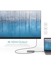 LENTION USB C Concentrador AV multipuerto digital con 4K HDMI, VGA, USB 3.0, Lector de tarjetas, Tipo C, Gigabit Ethernet y Adaptador auxiliar para el nuevo MacBook Pro 13 15, MacBook 12, Chrome, Dell, más (espacio gris)