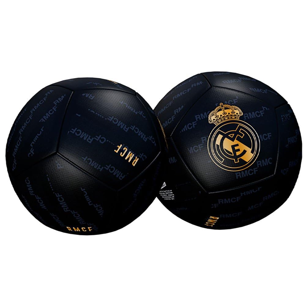 Real Madrid Gold Shield Ball Colour Black Gloss Size 5 Official Product