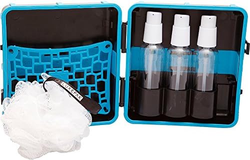 LuxePak Mini Toiletry Kit with Shower Puff (Neon Blue)