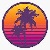 Synthwave Sunset Window Bumper Sticker Decal 5"