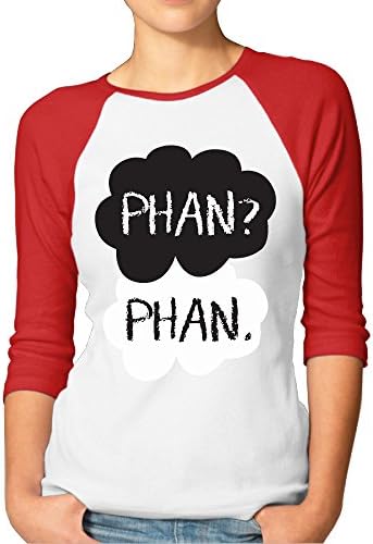 PaRongM Women's Dan And Phil 3/4 Sleeve Baseball T-Shirt Red