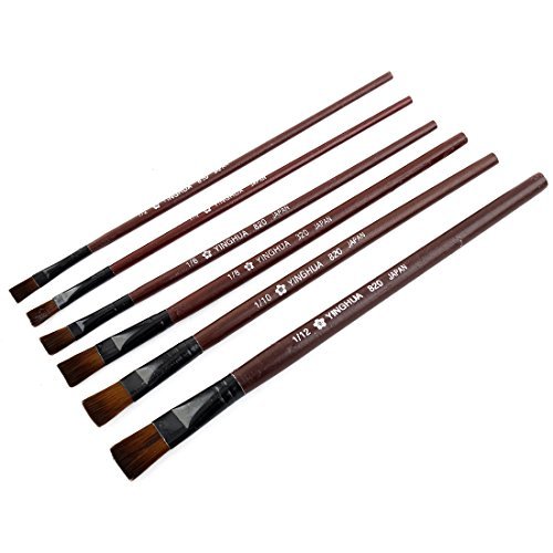 DealMux Cabelo Nylon punho de madeira, Pintura em Aquarela Artist face acrÃ­lico, Plano Derrubado, escova, Set, Brown