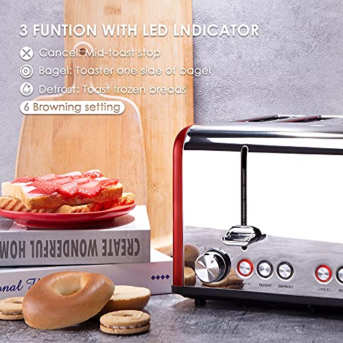 4 Slice Toaster, CUSIBOX Stainless Steel Toaster with Bagel, Defrost