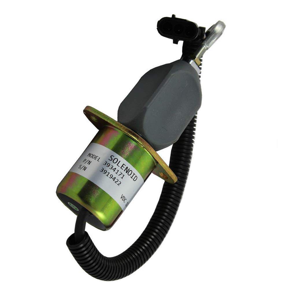Shut Off Solenoid Valve Parts 3919422 SA-3665-12V Synchro Start Shut Down Stop Solenoid 3934171 2-1/2 Bolt Spacing Heavy Duty For 5.9 8.3L Cummins Yanmar Kubota Ford Bobcat