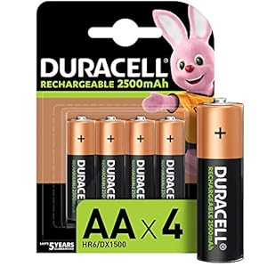 Duracell Rechargeable AA 2500 mAh Mignon Akku Batterien LR6, 4er Pack