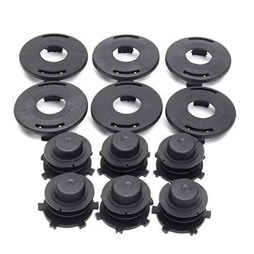 CoCocina 6pcs Spools+6pcs Cap Combo Lawnmower Head Cover For Stihl 25-2 FS 90 100 110 120 130 55 80 83 85