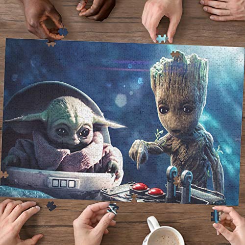 Baby Groot and Yoda Baby 1000 Piece Wooden Puzzle Fun Toy