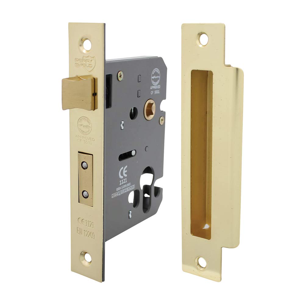 A. Perry 5013-0063EB 63mm Shield CE Certifire Cylinder Mortice SashLock (Euro Profile), Electro Brass
