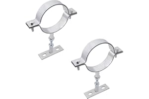 2 Sets 4 Inch Adjustable Pipe Bracket, Heavy Duty Galvanized Steel Split Ring Hanger, Round Pipe Hangers and Supports for Pla