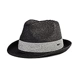 Siggi Panama Straw Summer Fedora Beach Trilby Sun Hats Short Brim For Men