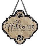 Evergreen Flag Welcome Blessings Hanging Outdoor-Safe Burlap Door D&eacute;cor - 18.8"W x 19.8"H