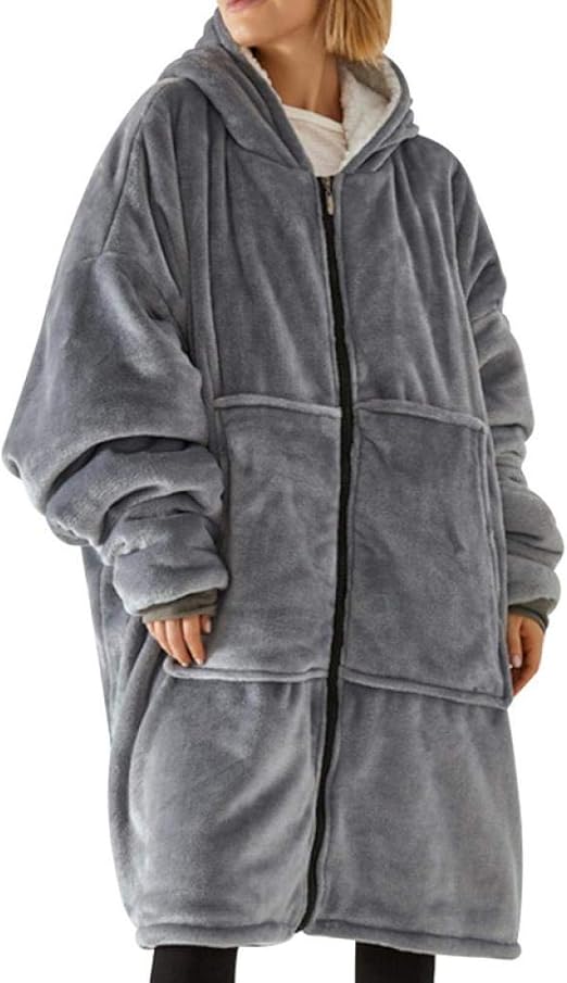 Wearable Soft Warm Cozy Hoodie Blanket Fleece Pullover With Front
