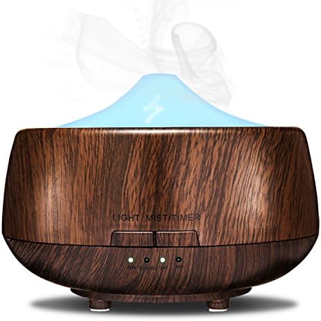 Aroma Essential Oil Diffuser,MIGICSHOW Wood Grain 250ml Ultrasonic Cool Mist Humidifier with 7 Color LED for Office Home Bedroom Baby Room Study Yoga Spa-Waterless Auto Shut-off