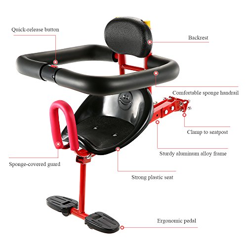 Lixada Bicycle Baby Seat Child Carrier Kids Bike Front Seat with Sponge