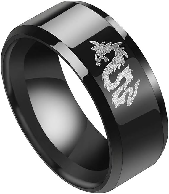bismarckber Ring Men's Gothic Hip Hop Scorpion Lion Pattern Band Ring Costume Jewelry