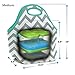 Deluxe Neoprene Insulated Lunch Bag Extra Thick Lunch Box Tote Heavy Duty Zipper Use For Snacks, Baby Bottle Bag, Six Pack Bottle Carrier Cooler (Gray chevron/aqua trim)