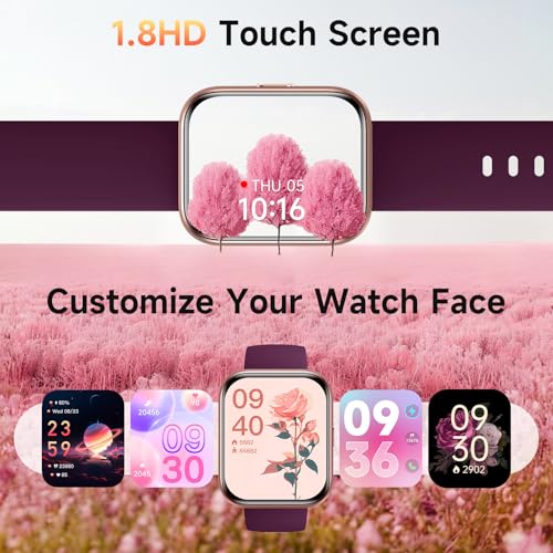 Quican Smart Watch for Women (Calls/Messages/Notifications), 1.8" Ai Assistant Smart Watch for iPhone/Andriod, 3ATM Fitness Tracker Watch with Heart Rate/SpO2/Sleep Monitor, 120+ Sport Pedometer Watch