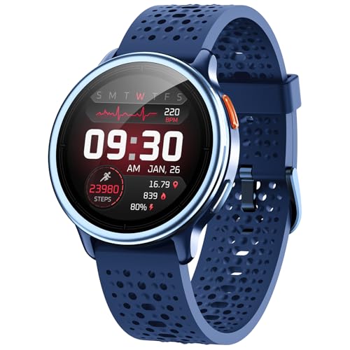 Men's Smart Watch 1.27 Inch Smartwatch Woman Round 2 Straps, Sleep Monitor Health and Fitness Functions 120+ Sports Modes 3ATM Waterproof for iPhone/Samsung/Android NBlack