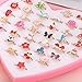 JUNWEISPIN 36 PCS Kids Little Girl Jewelry Jewelry Adjustable Rings Peach Heart Shaped Box Girl Play House Toys and Dress Up Rings Random Shapes and Colors Little Girl Gifts (A1)