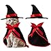 Frienda 3 Pieces Pet Halloween Vampire Costume Pet Bat Vampire Cloak Wizard Hat for Halloween Party, Pet Cosplay(Red,Solid)
