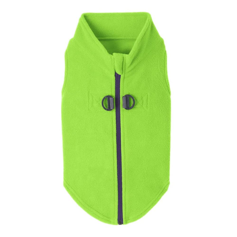 Gooby Zip Up Fleece Dog Sweater - Lime, Medium - Warm Pullover Fleece Step-in Dog Jacket with Dual D Ring Leash - Winter Small Dog Sweater - Dog Clothes for Small Dogs Boy and Medium Dogs