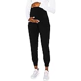 Med Couture Maternity Jogger Scrub Pants for Women, High Rise Waist, 4 Pockets with Soft Knit Waistband - MC029