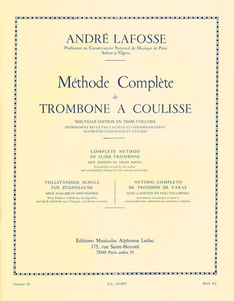 Methode Complete de Trombone a Coulisse Volume 3/3