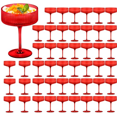 Martini Glasses Plasitc Ribbed Coupe Glasses Champagne