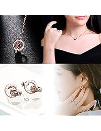 Pendientes de oro rosa de 18 quilates de corte redondo con cristales de Swarovski, hipoalergénicos.
