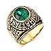 VNOX Stainless Steel Manhattan College Ring with Green CZ Crystal for Mens Womens Graduation Gift,Size 11